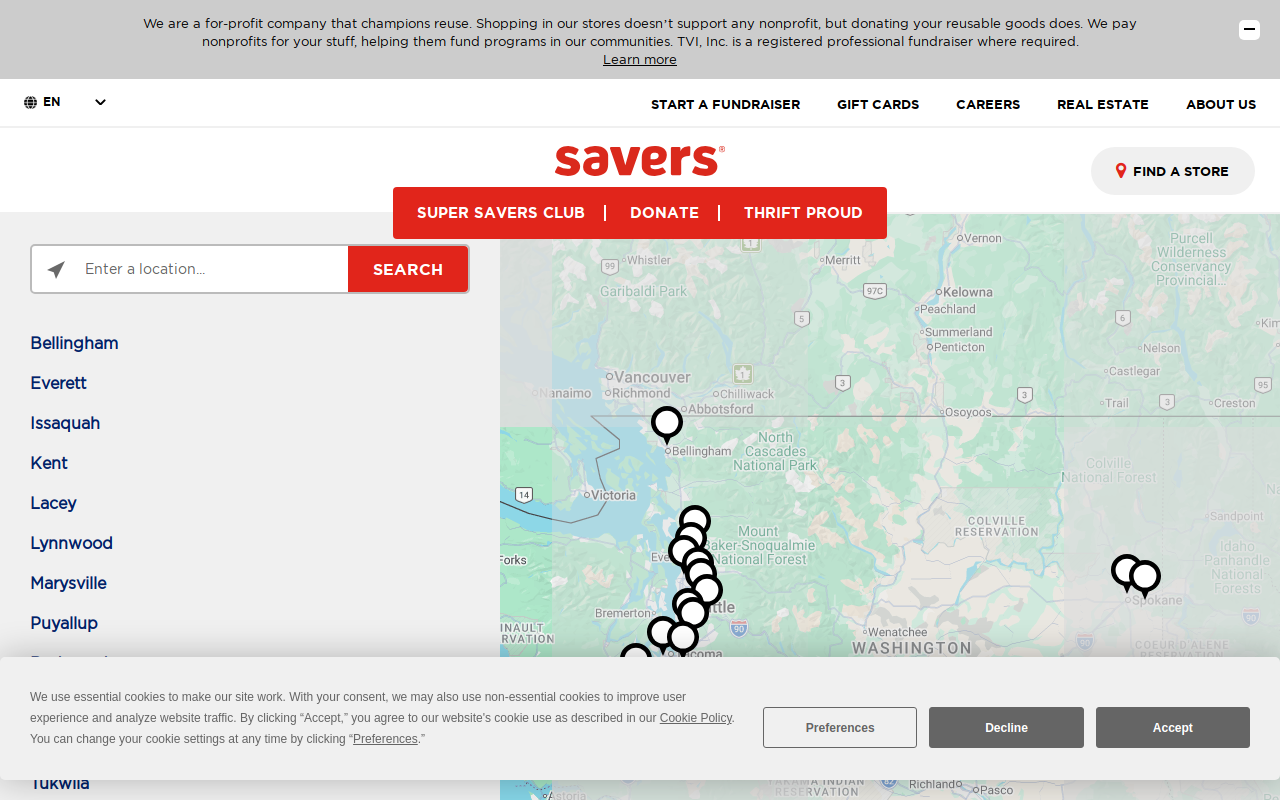 Value Village website preview