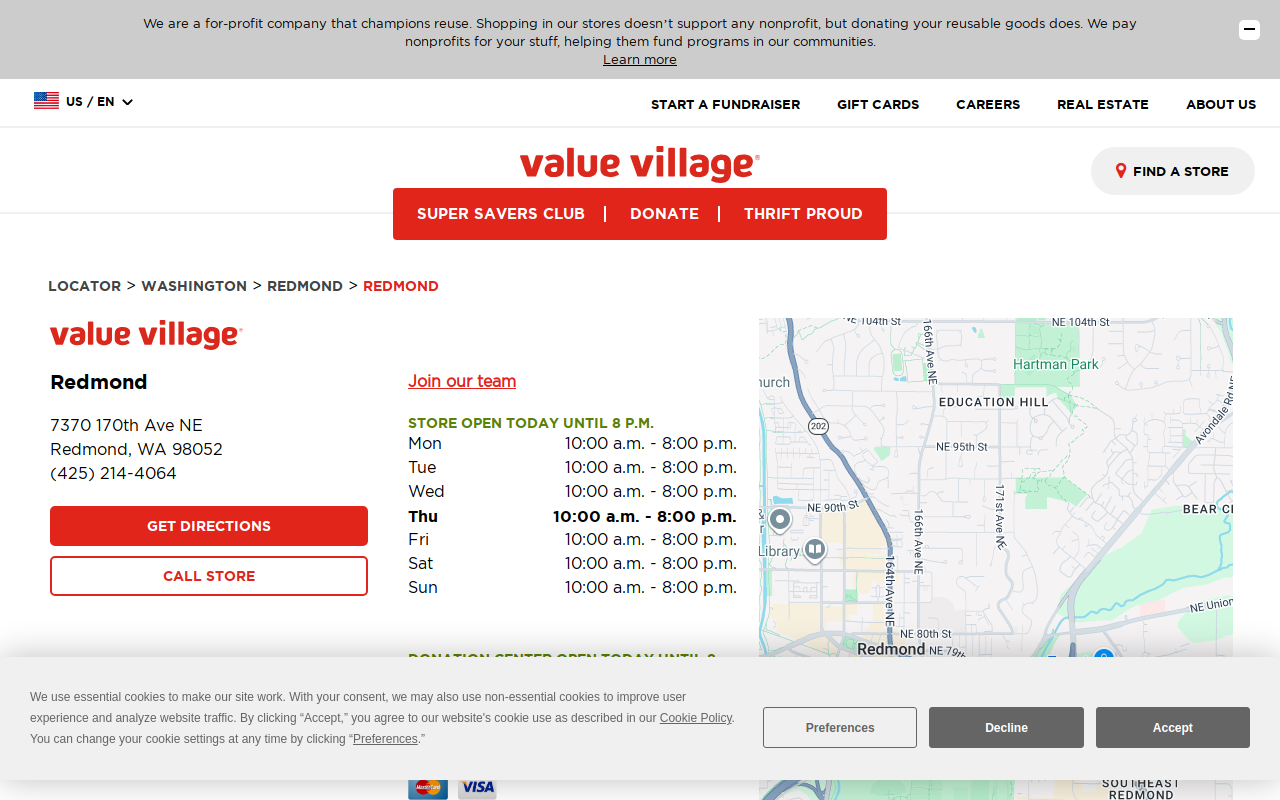 Value Village website preview