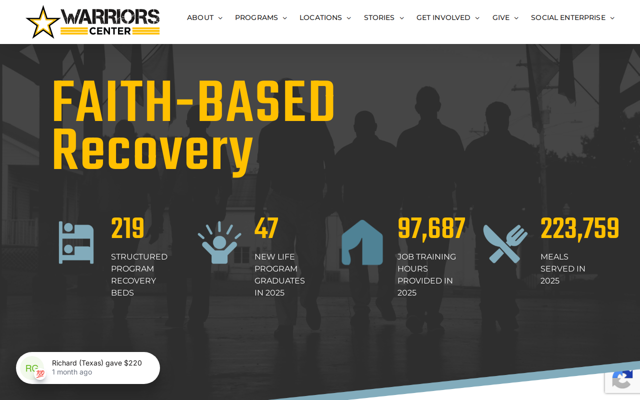 Warriors Center USA Thrift Store website preview