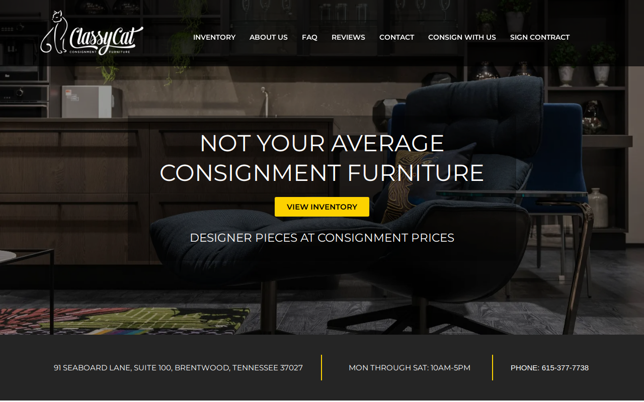 Classy Cat Consignment Furniture website preview