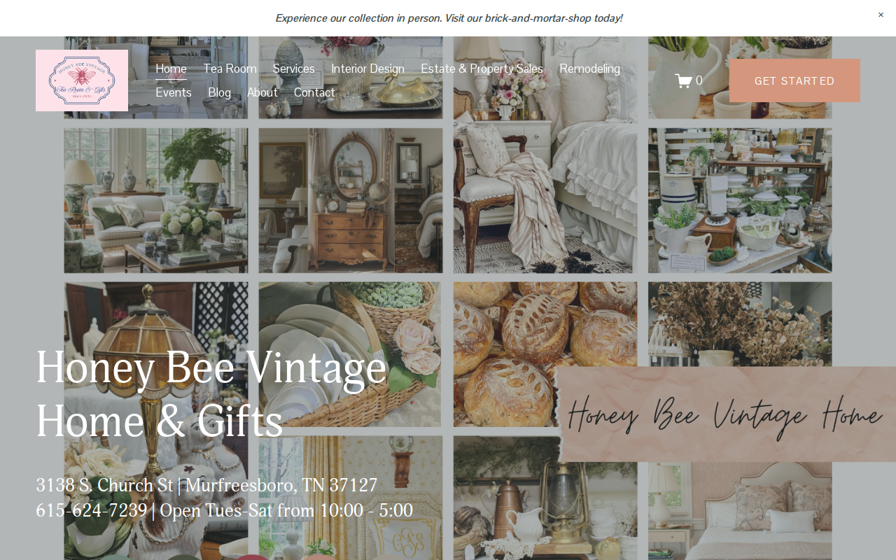 Honey Bee Vintage, Home, & Gifts website preview