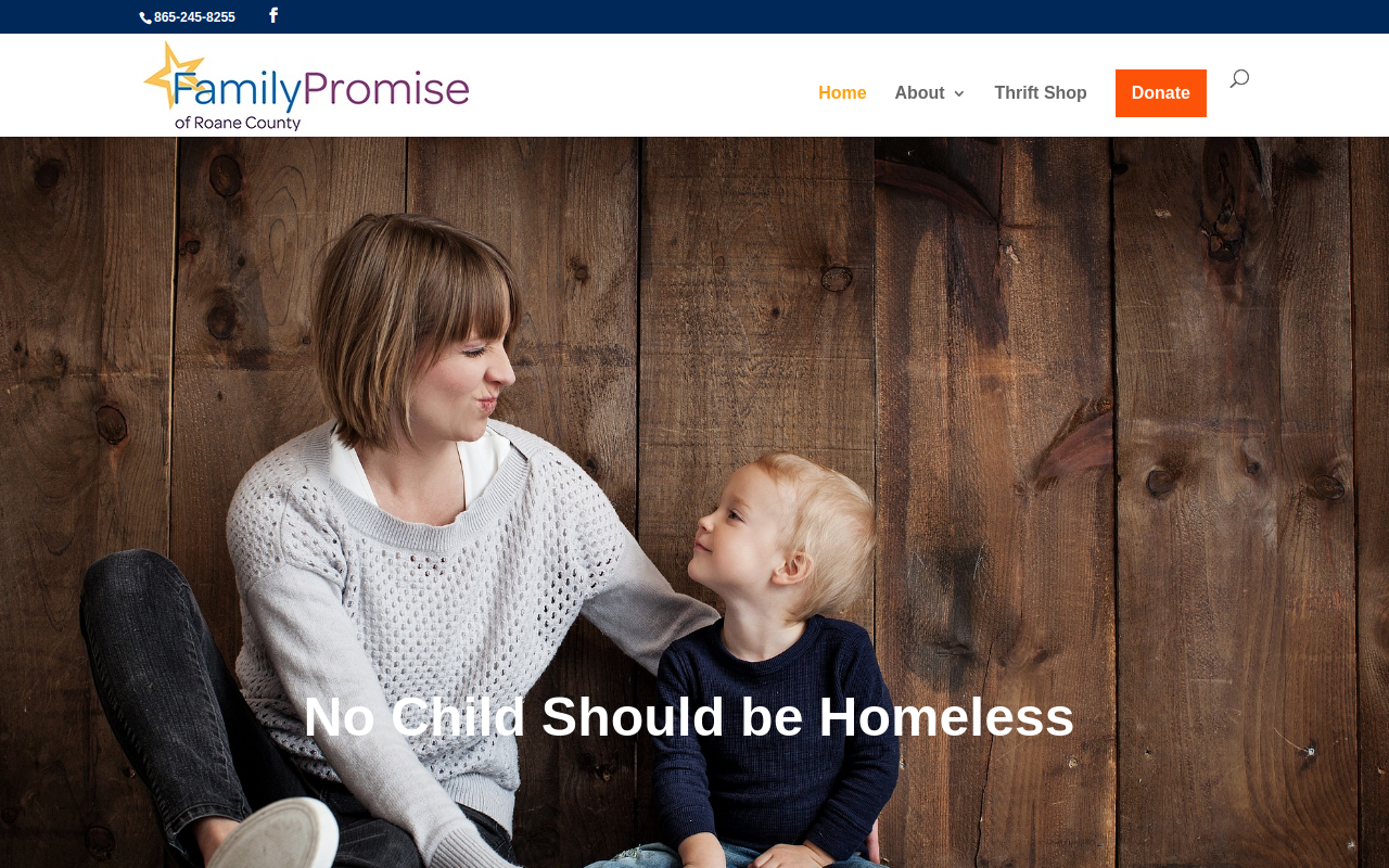 Family Promise Thrift website preview