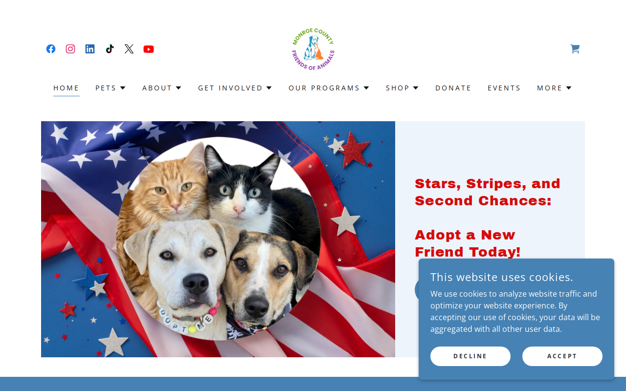 Monroe County Friends Of Animals Thrift Store website preview