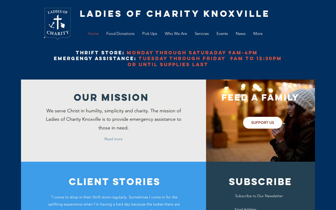 Ladies Of Charity website preview