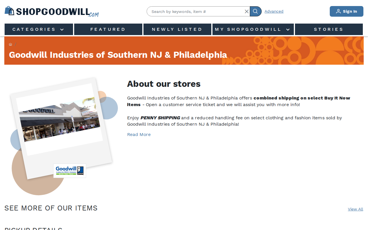 Goodwill Outlet Store website preview