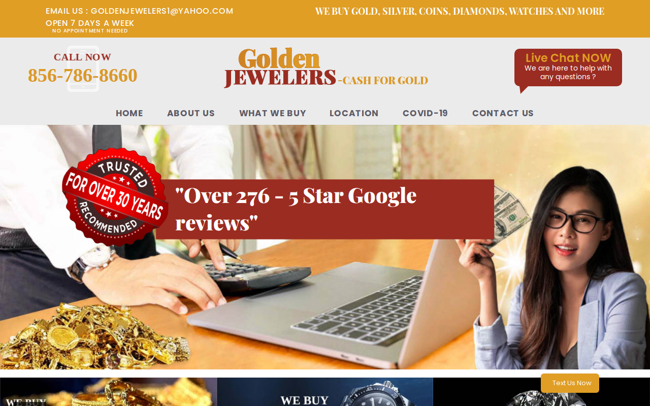 Golden Jewelers website preview
