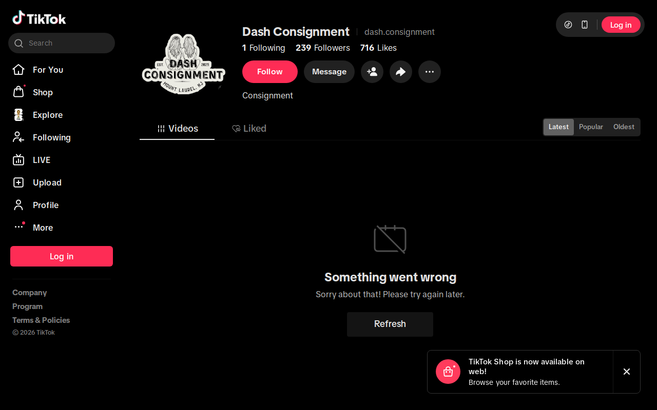 Dash Consignment website preview
