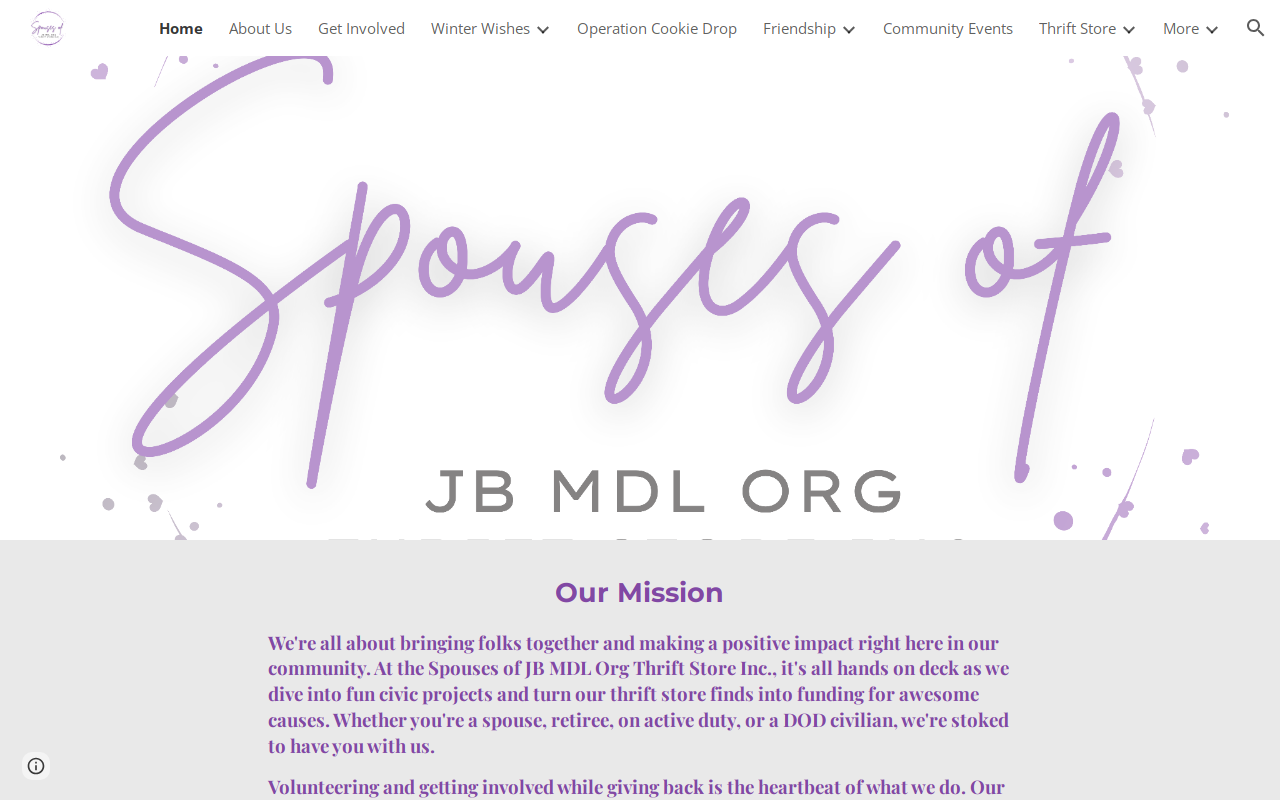 Spouses of JBMDL Org Thrift Store Inc. website preview