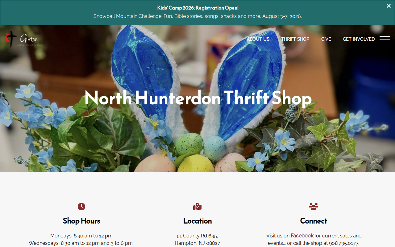North Hunterdon Thrift Shop website preview