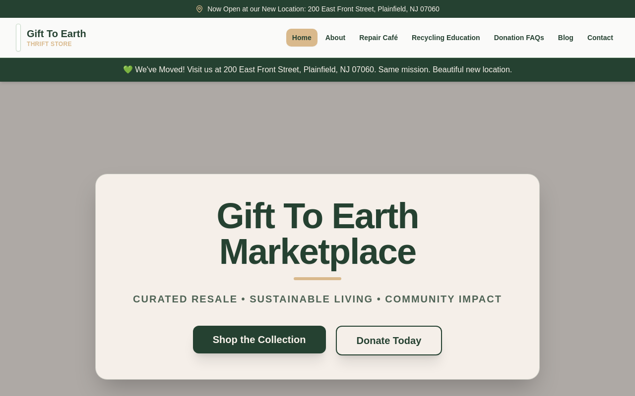 Gift To Earth Thrift Store website preview