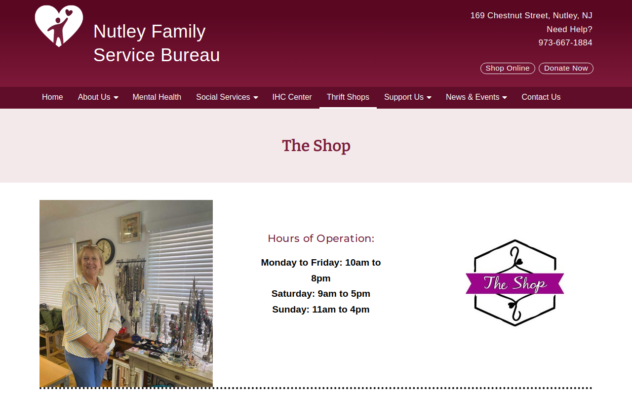 The Thrift Shop at NFSB website preview