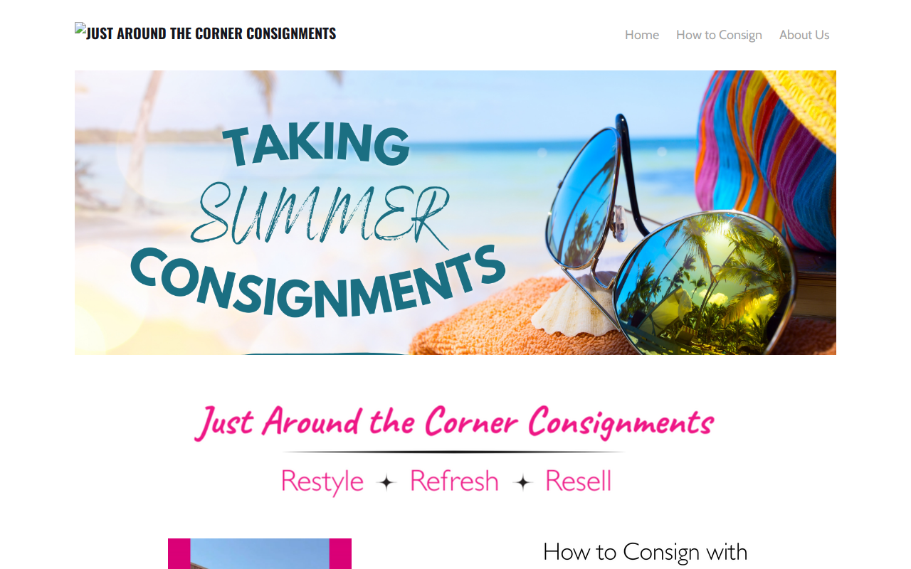 Just Around The Corner Consignments website preview