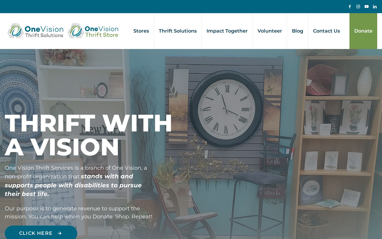 One Vision Thrift Store website preview