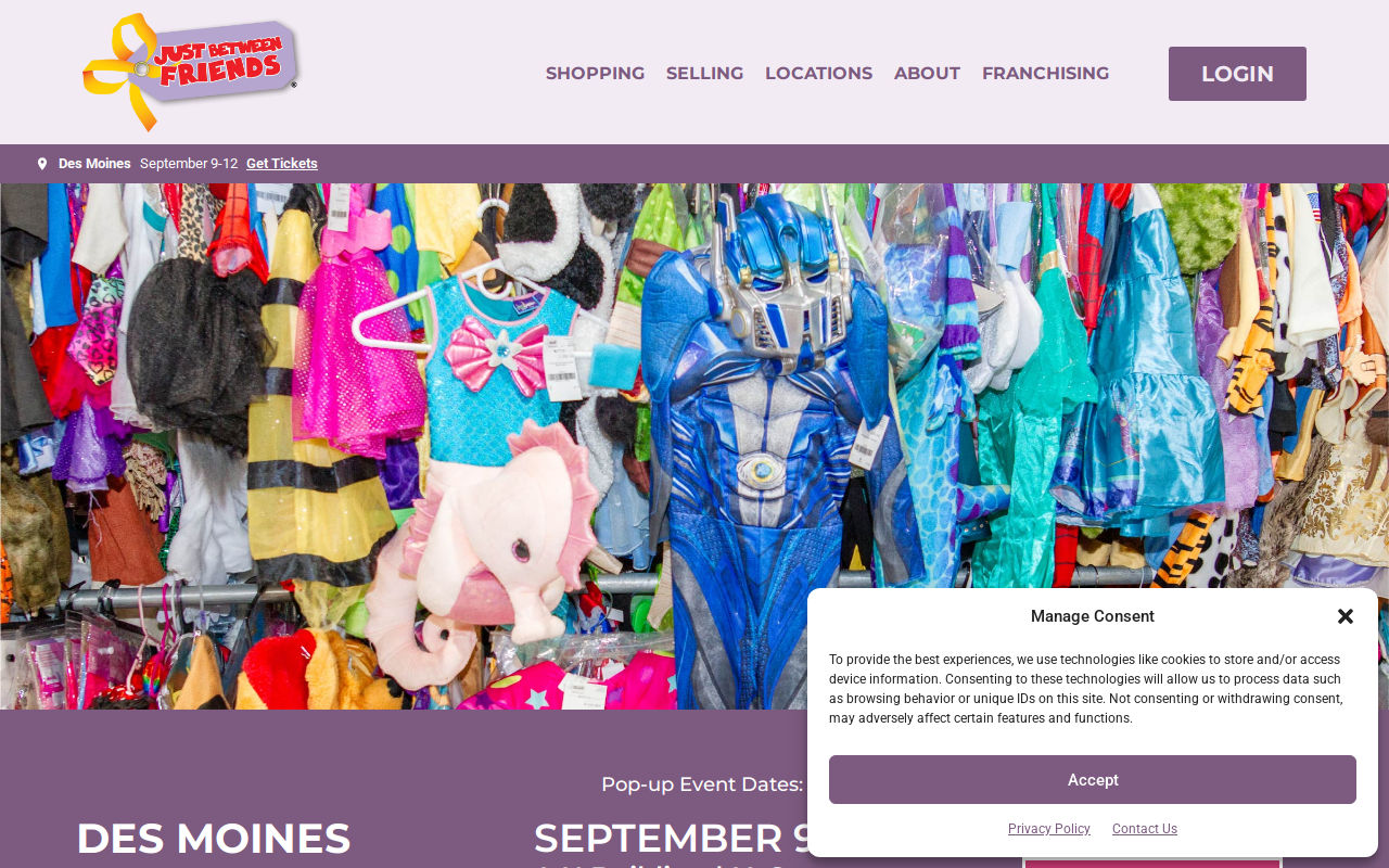 Just Between Friends Des Moines website preview