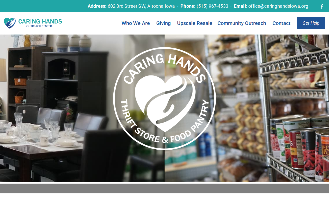 Caring Hands Thrift Store website preview