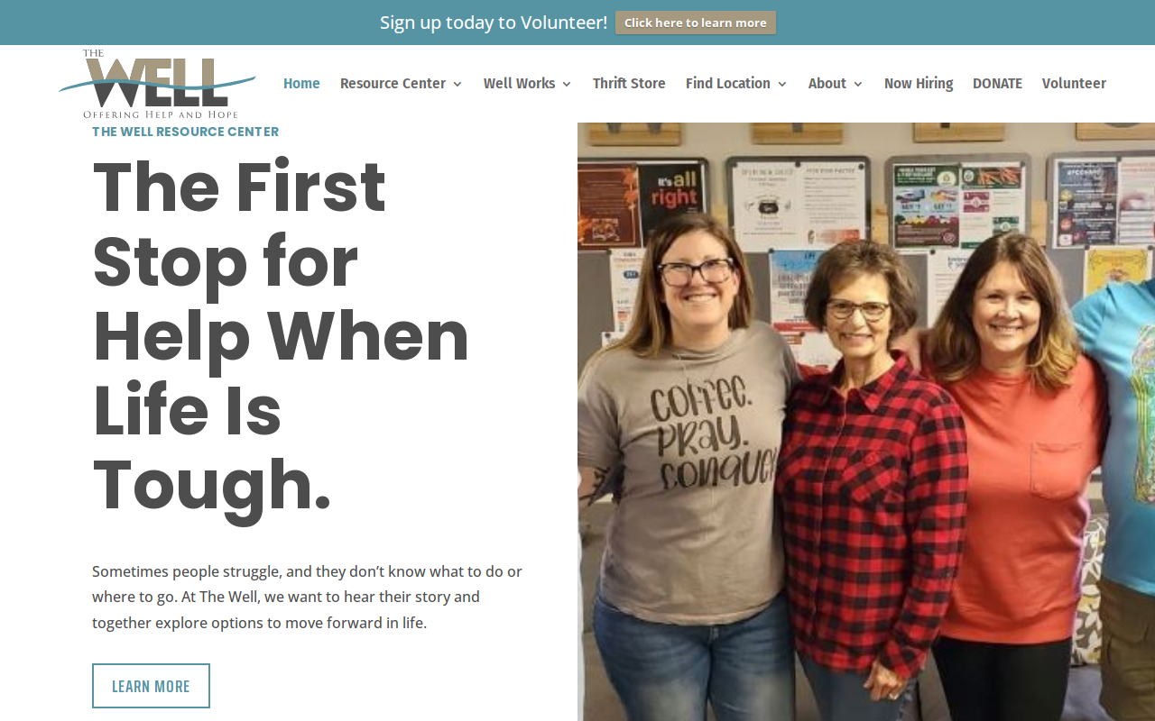 The Well Thrift Store website preview