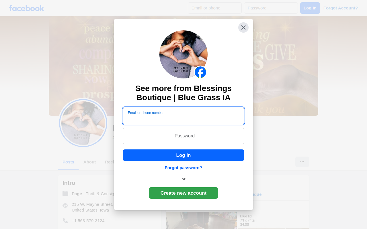 Blessings Boutique website preview