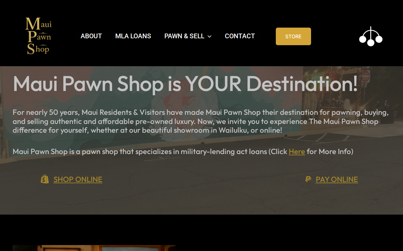 Maui Pawn Shop website preview