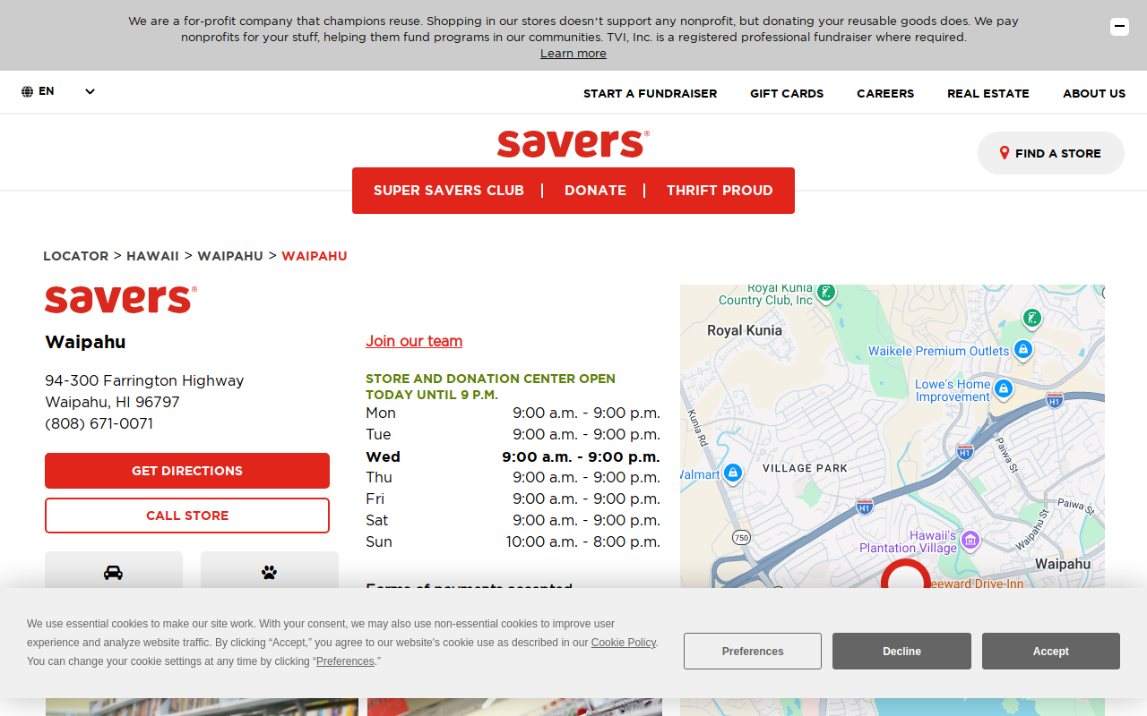 Savers website preview