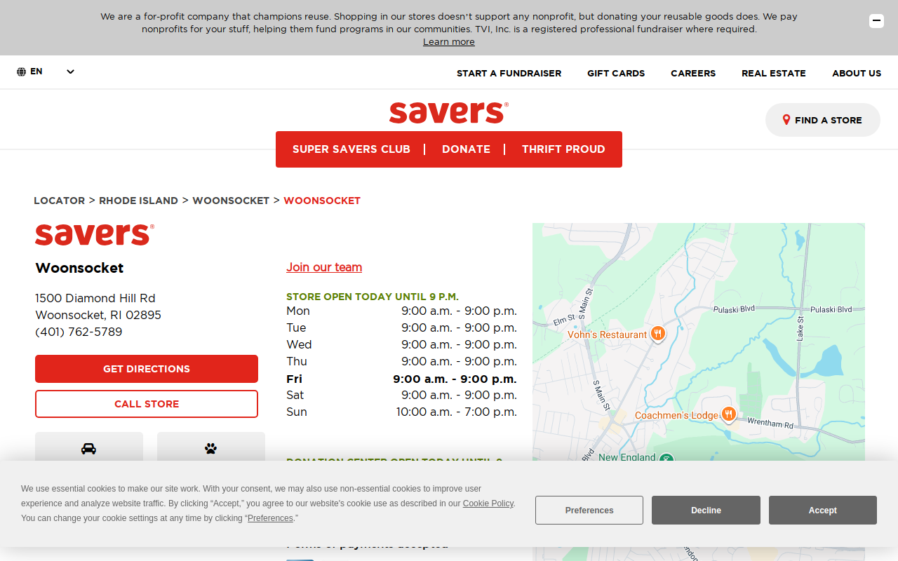 Savers website preview