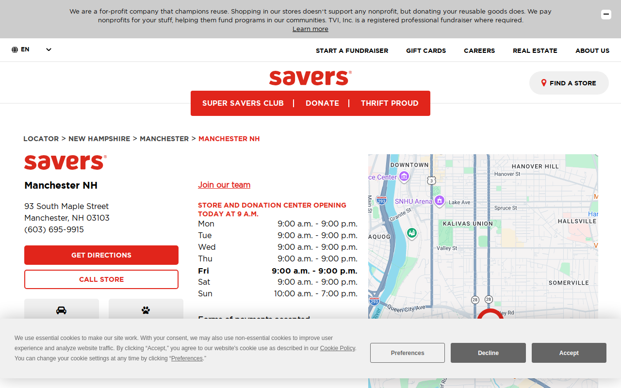 Savers website preview