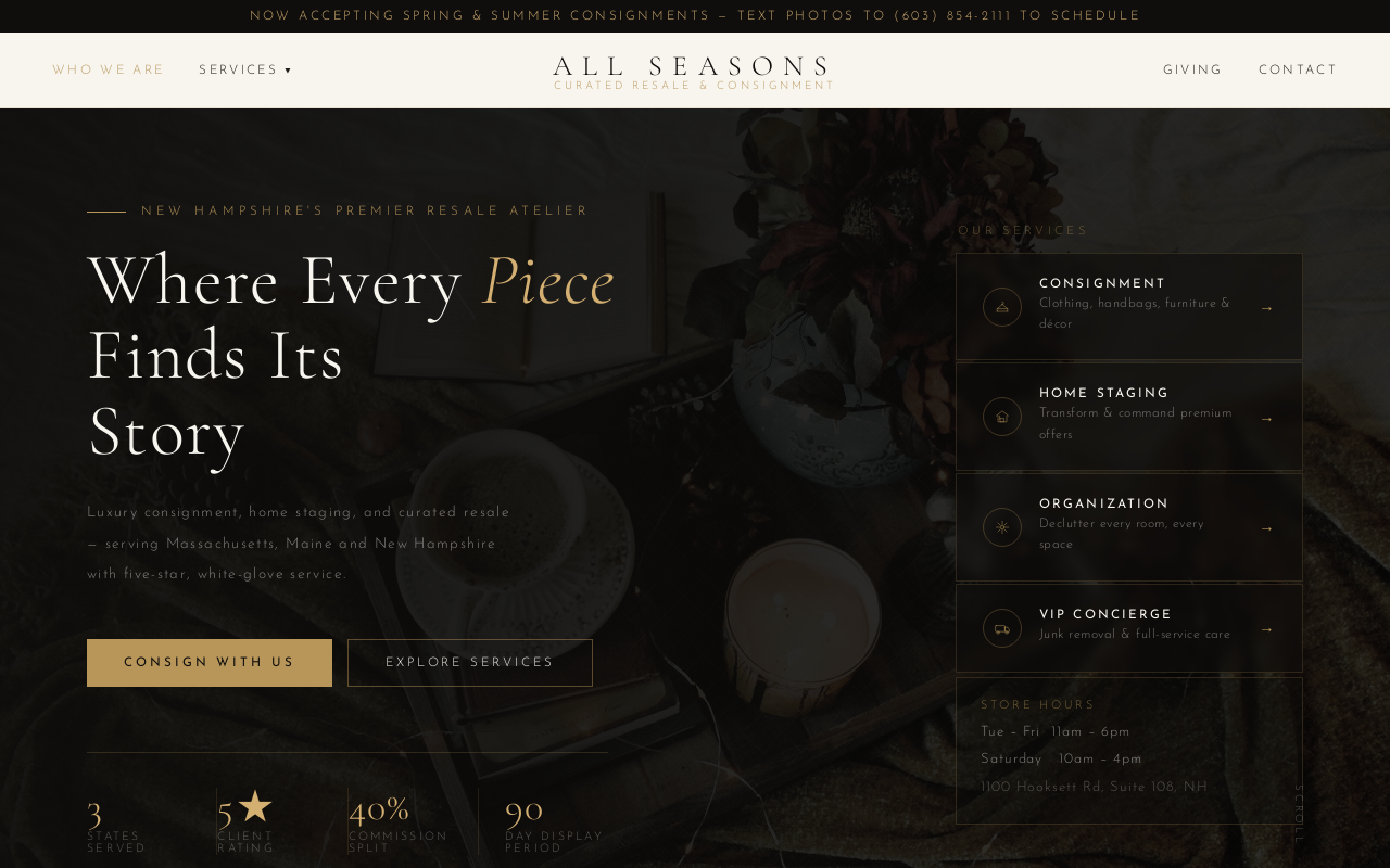 All Seasons Resale Shop Inc website preview