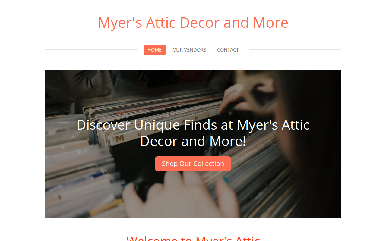 Myer's Attic website preview