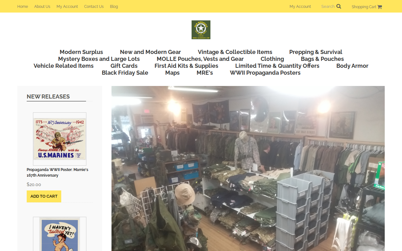 Old Grouch's Military Surplus website preview
