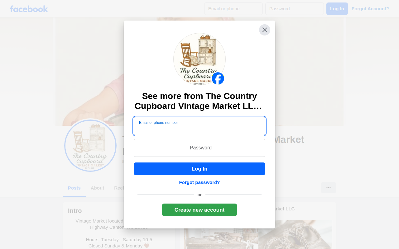 The Country Cupboard Vintage Market LLC website preview