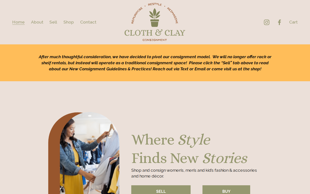 Cloth & Clay Consignment website preview