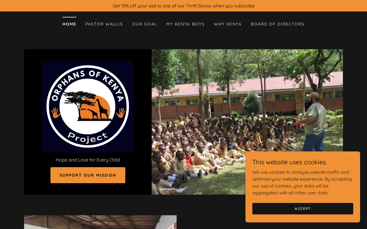 Helping the Orphans Thrift Store website preview