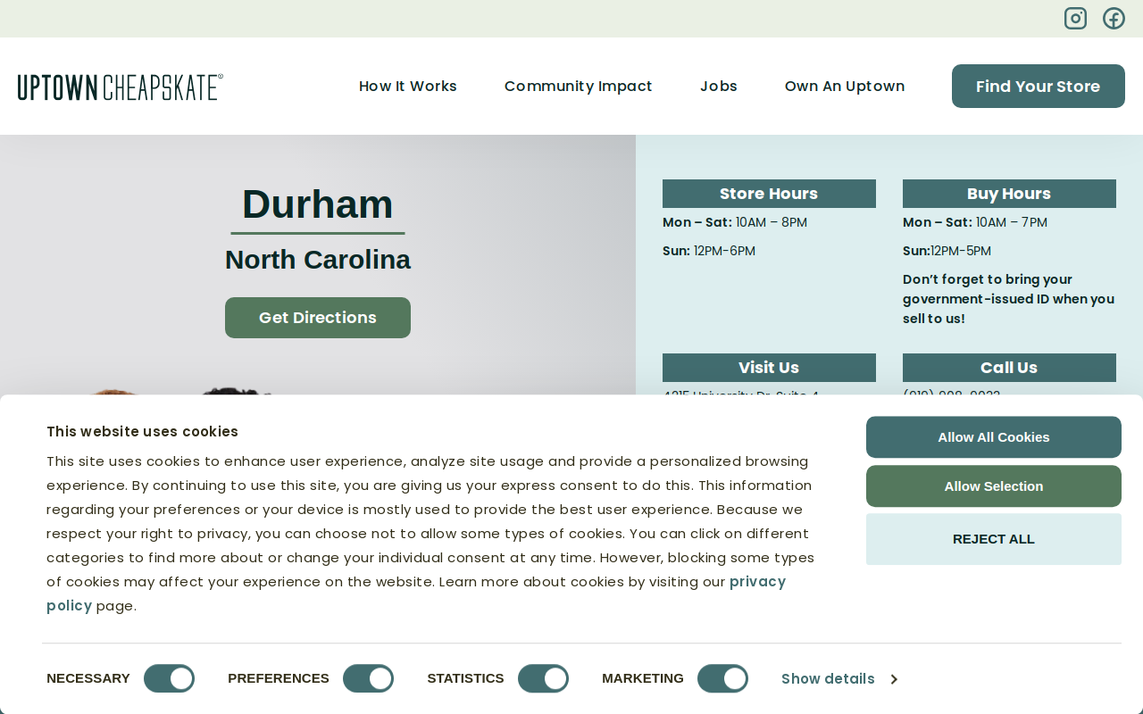 Uptown Cheapskate website preview