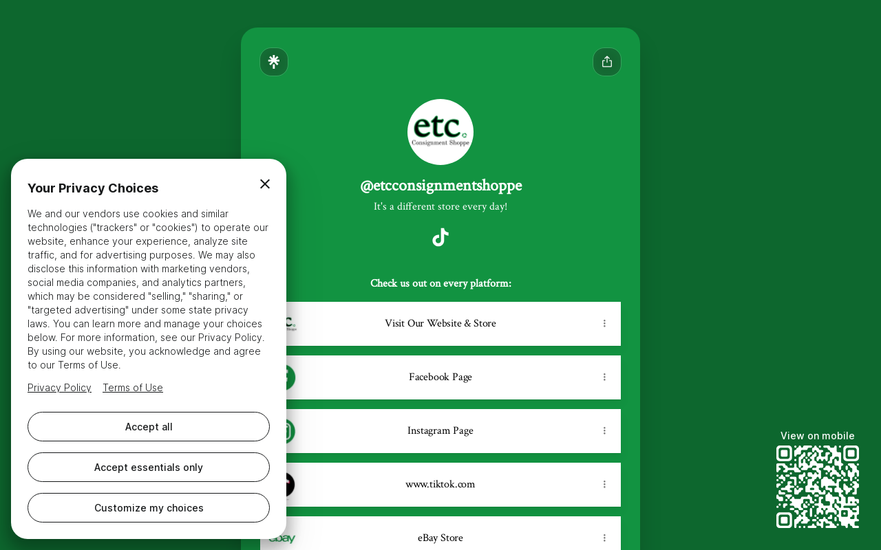 etc. Consignment Shoppe website preview