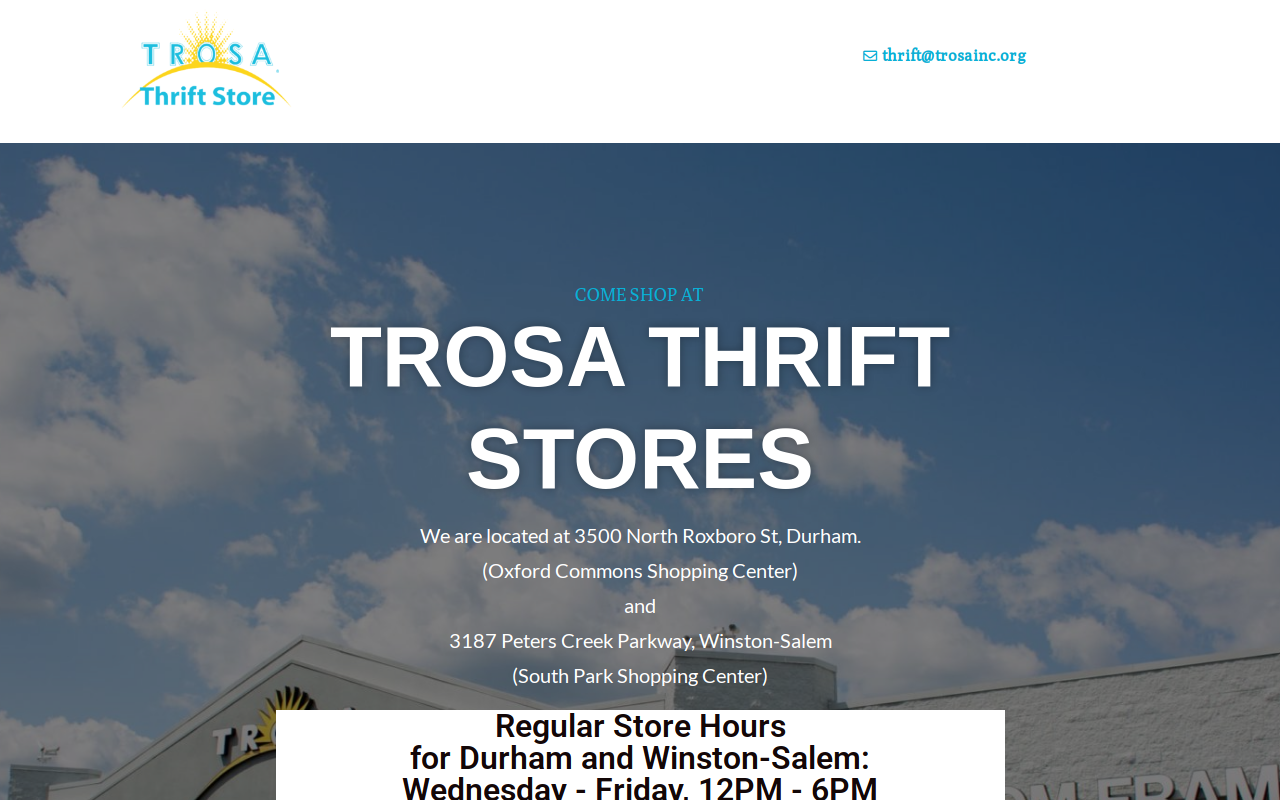 TROSA Thrift Store and Donation Center website preview