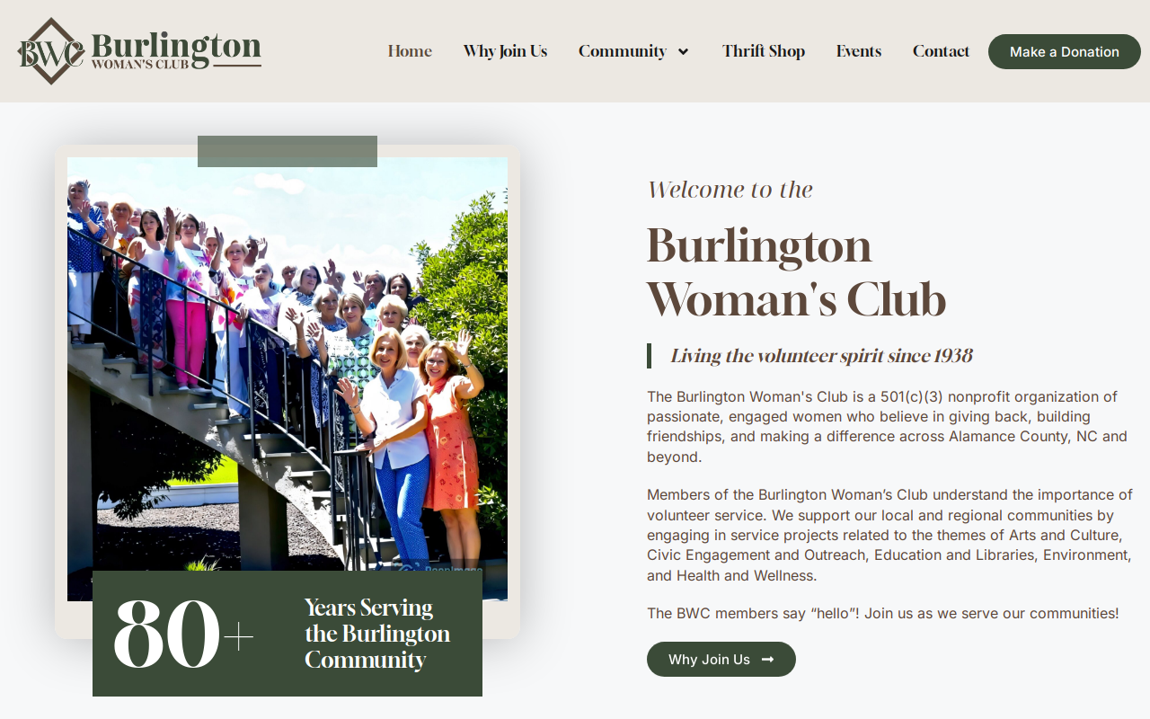 Burlington Woman's Club Thrift Shop website preview