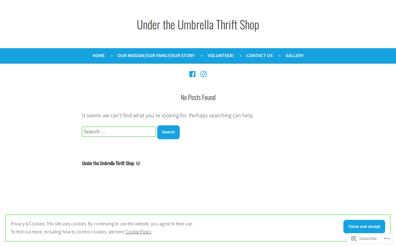 Under the Umbrella Thrift Shop website preview