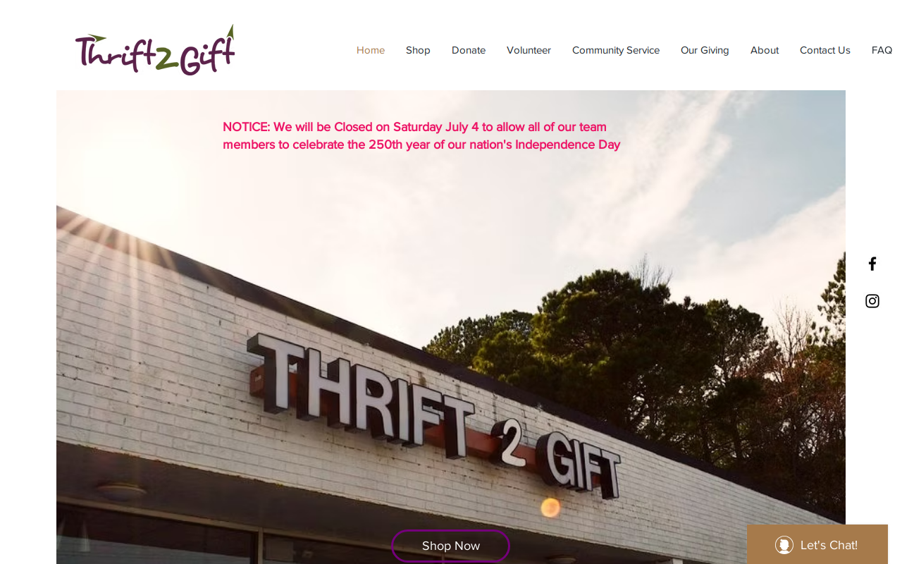 Thrift2Gift website preview