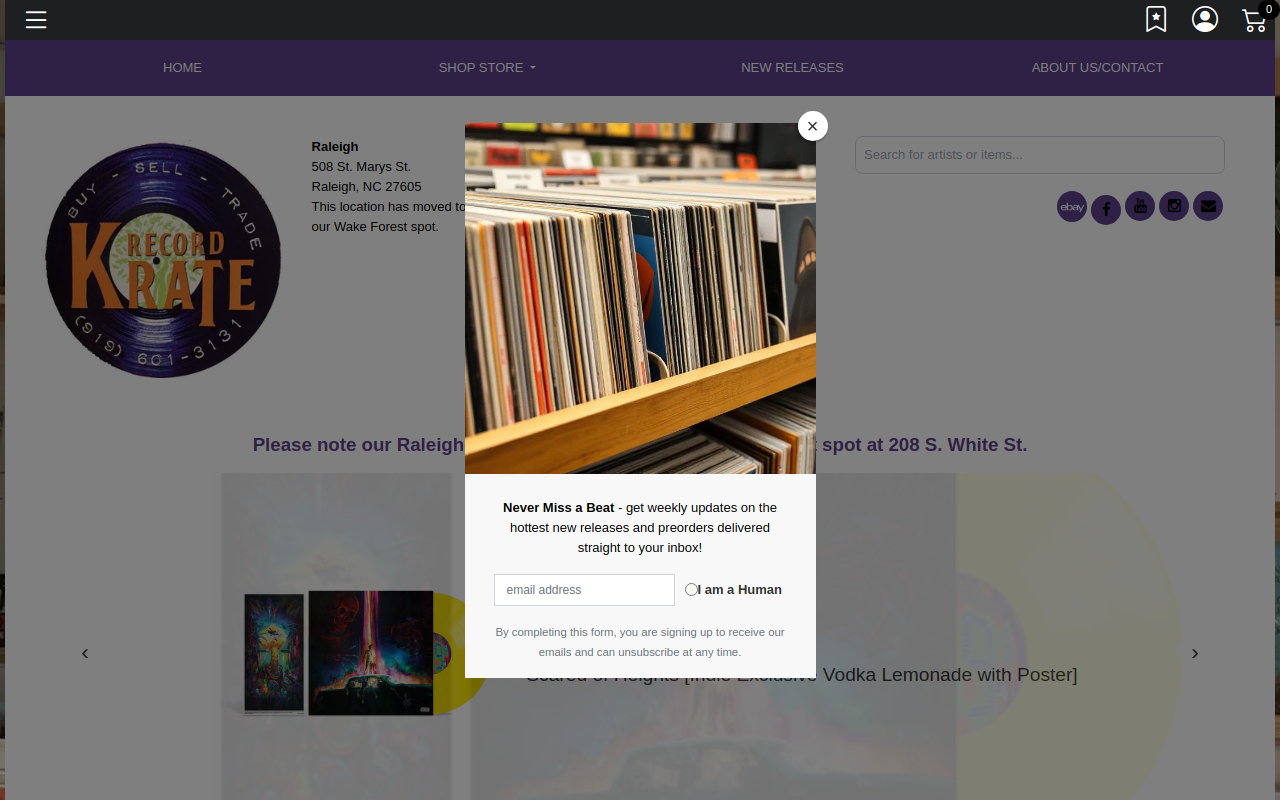 Record Krate website preview