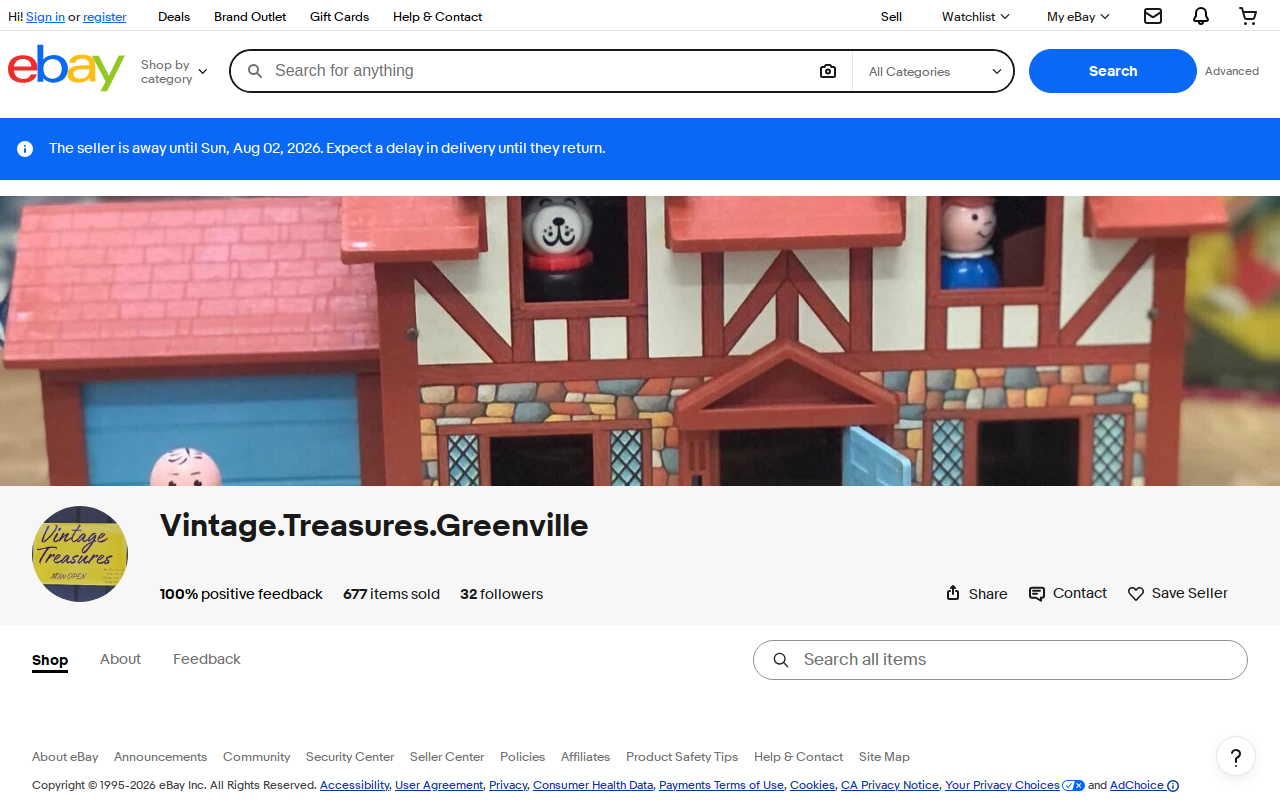 Vintage Treasures website preview