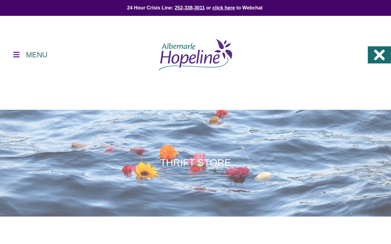Hopeline's Clothesline Thrift website preview