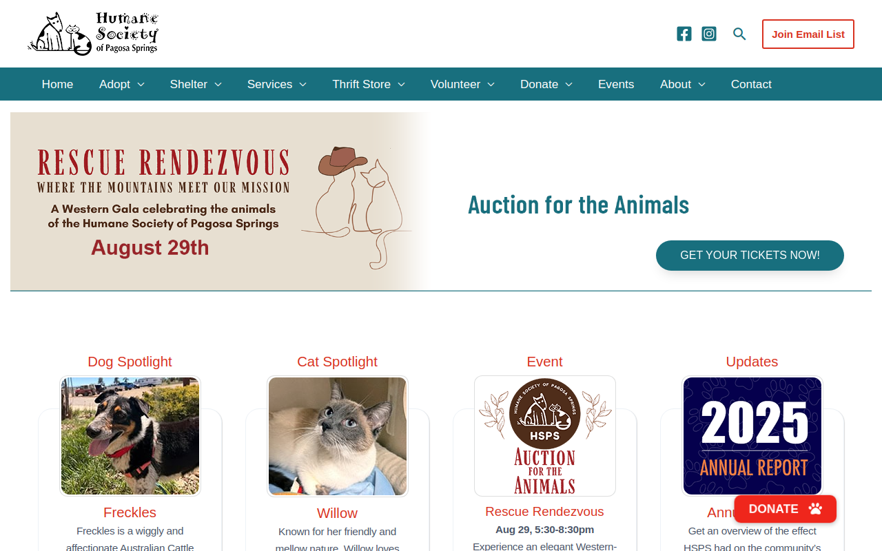 Humane Society Thrift Store website preview