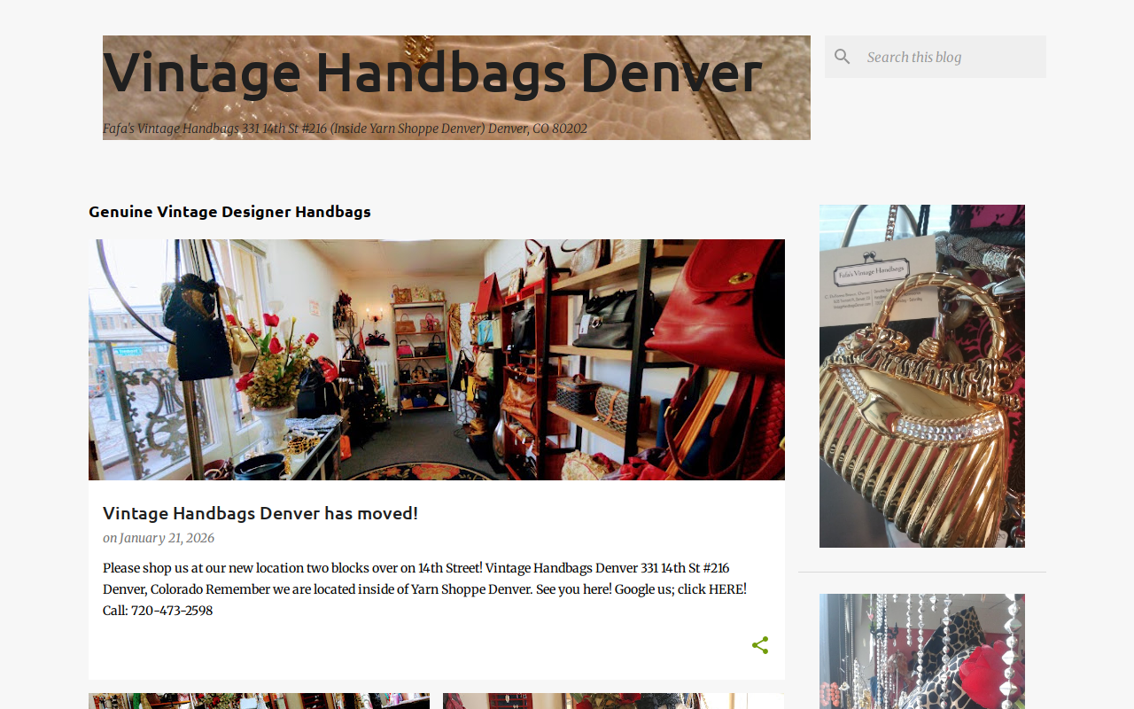 Vintage Handbags Denver- "FAFA'S" website preview