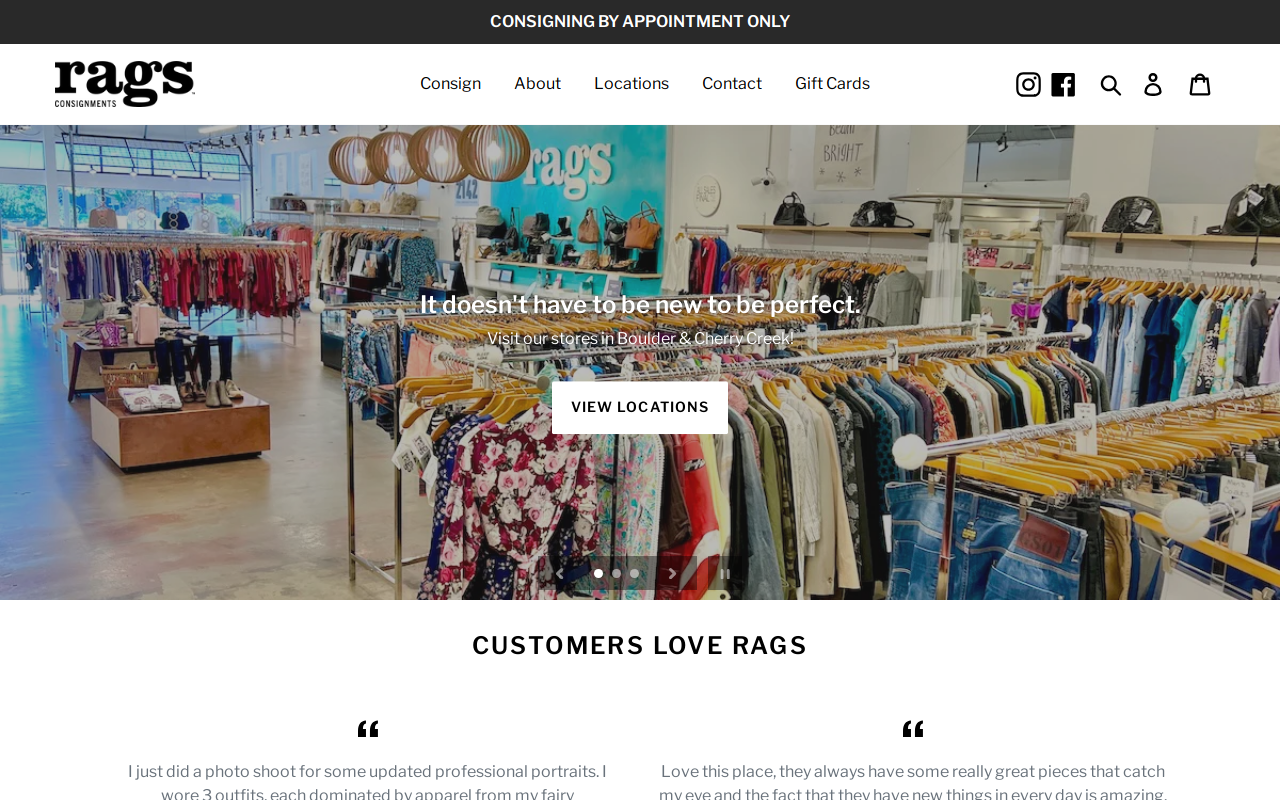 Rags Consignments website preview
