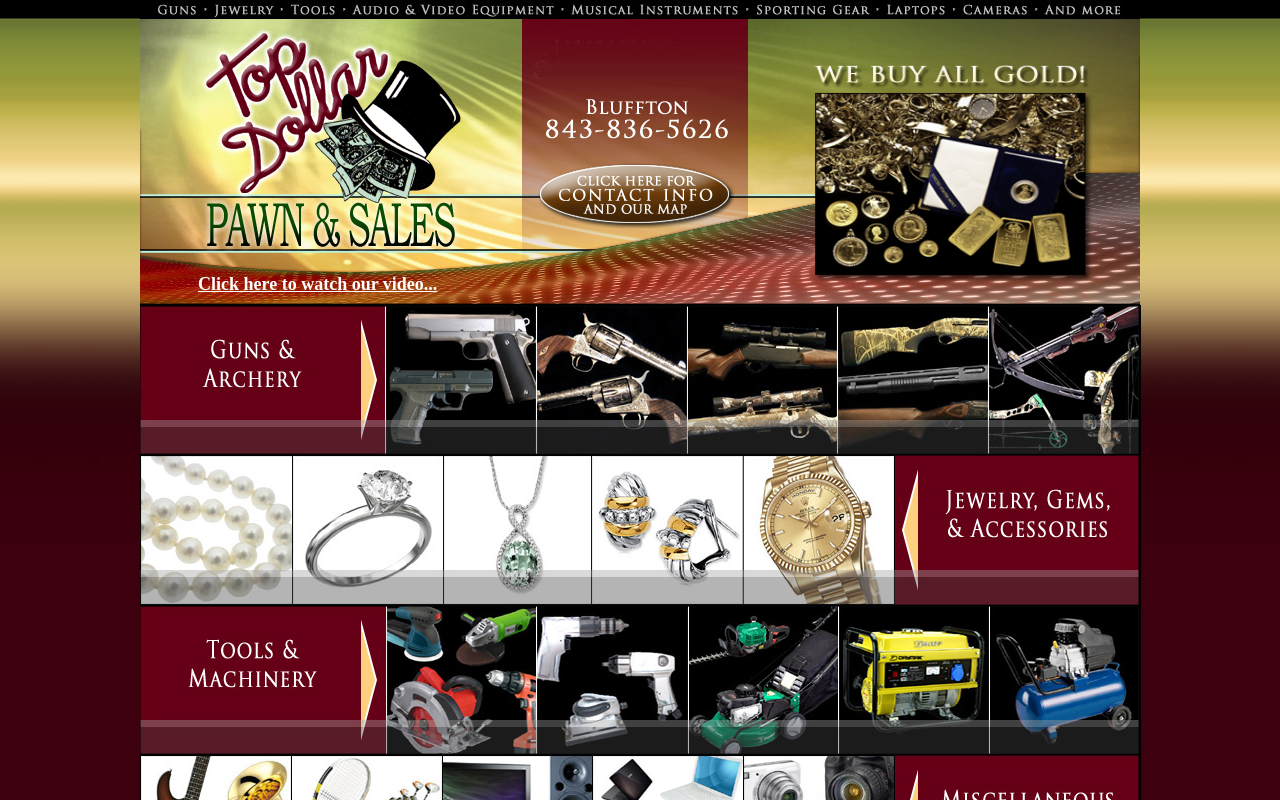 Top Dollar Pawn website preview
