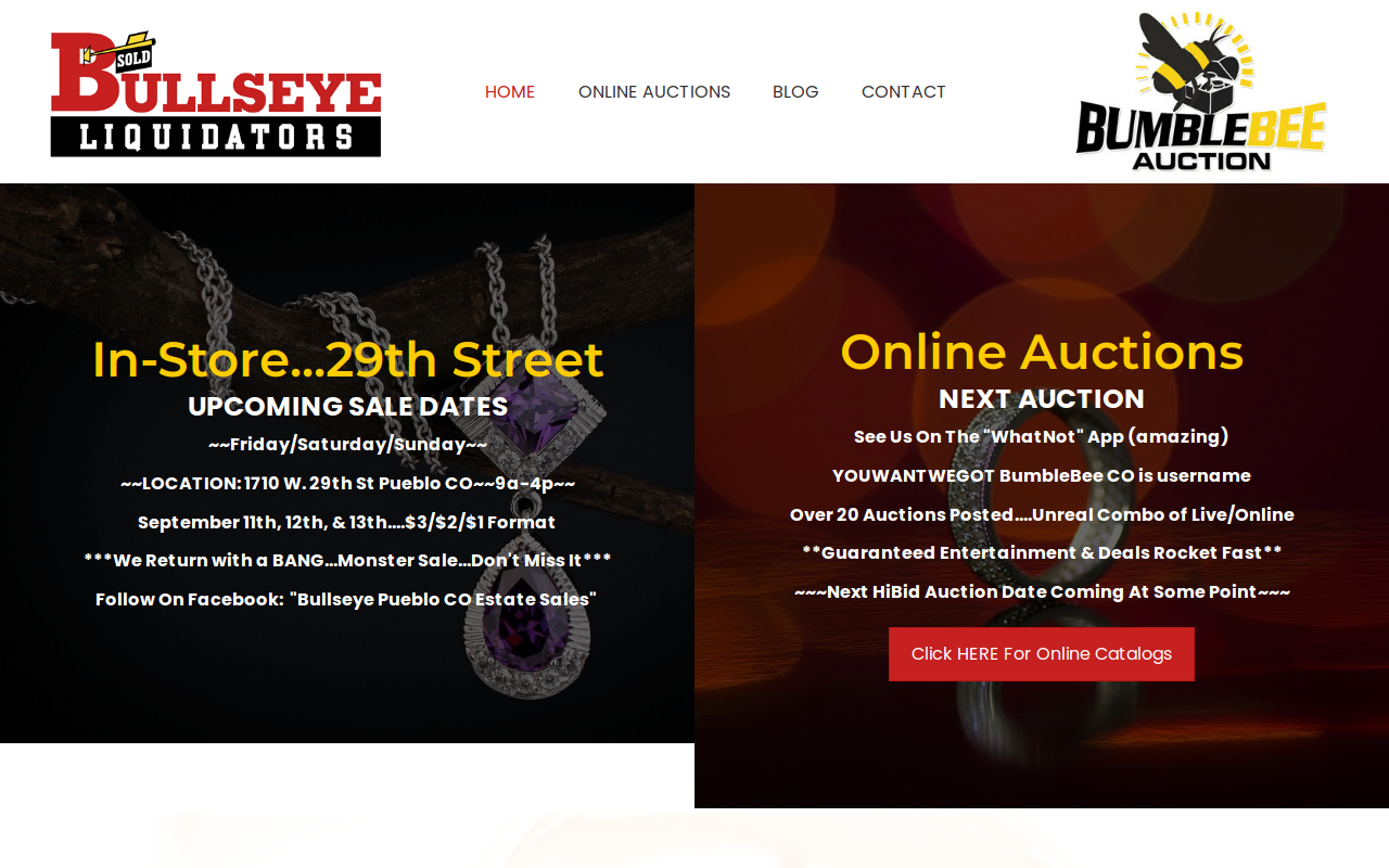 Bullseye Pueblo CO Estate Sales website preview