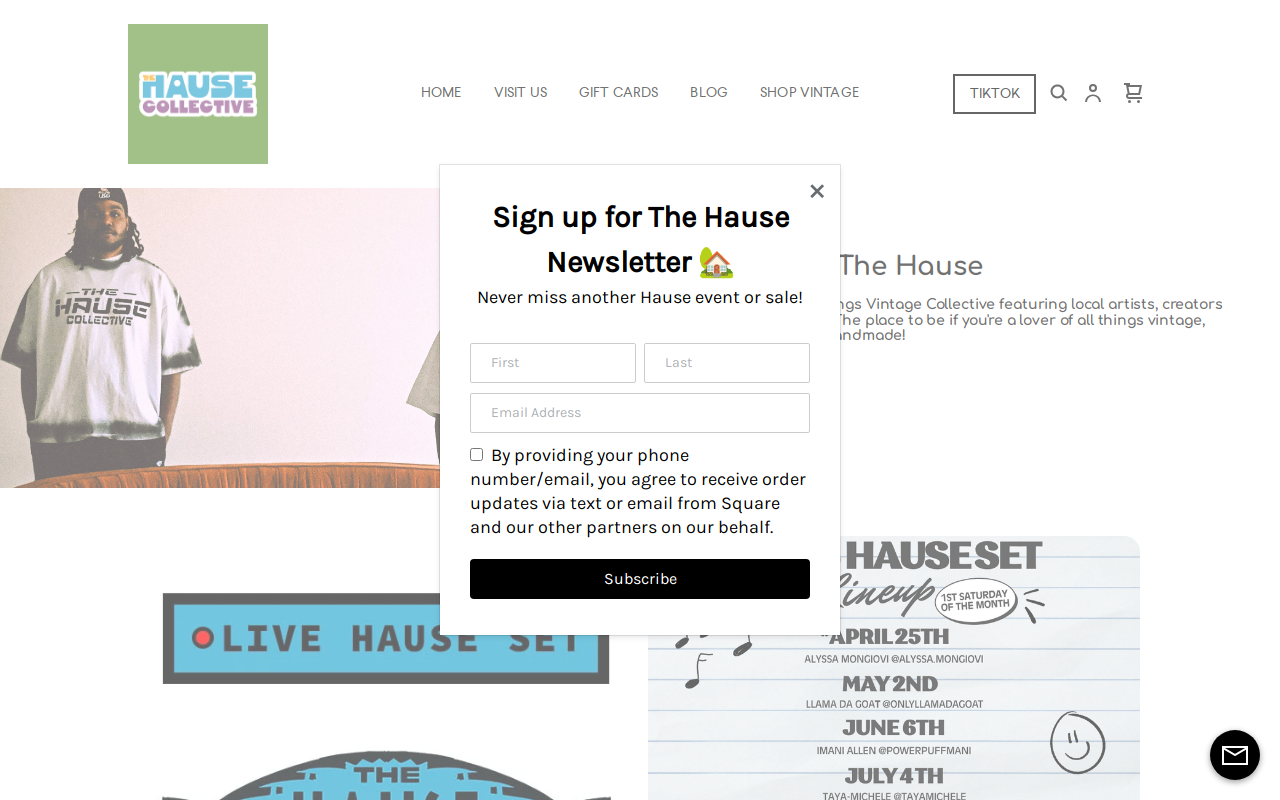 The Hause Thrift & Lounge website preview
