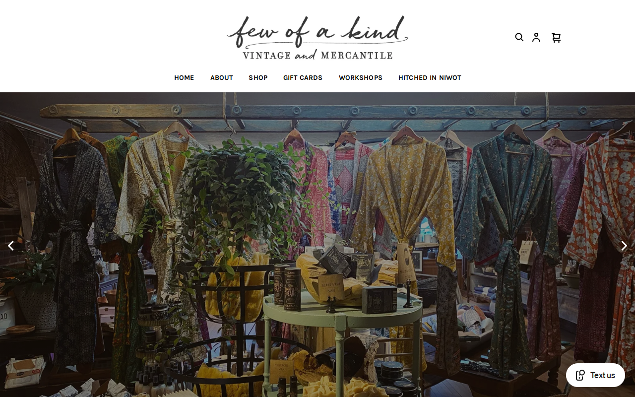 Few of a Kind Vintage and Mercantile website preview
