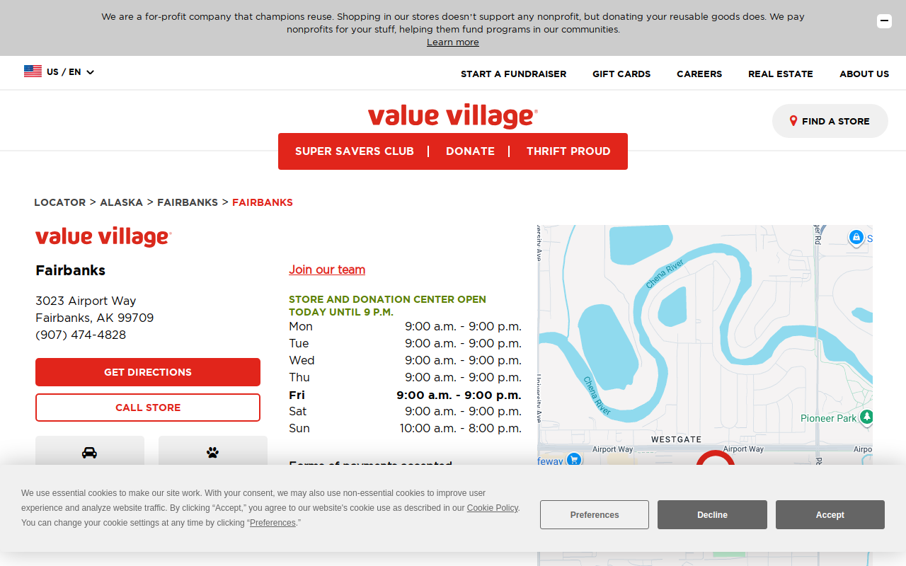 Value Village website preview