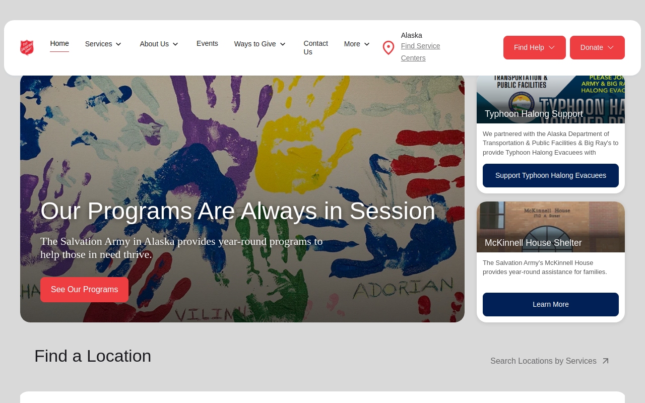 The Salvation Army Thrift Store website preview