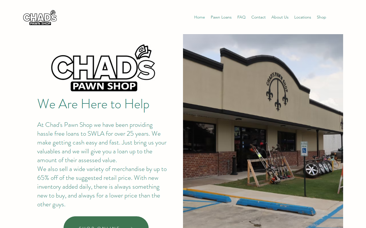 Chad's Pawn Shop website preview